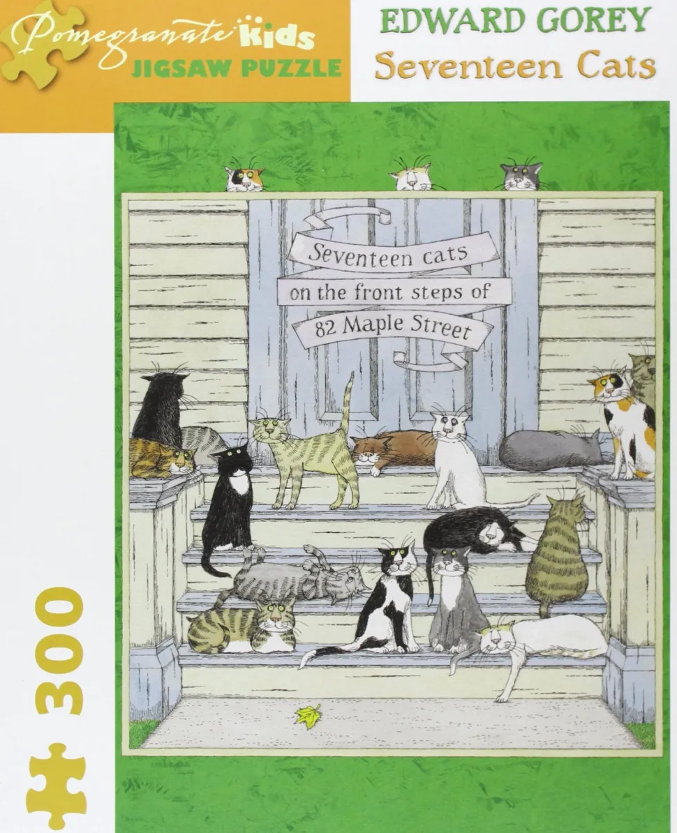 Pomegranate - Seventeen Cats by Edward Gorey Jigsaw Puzzle (300 Pieces