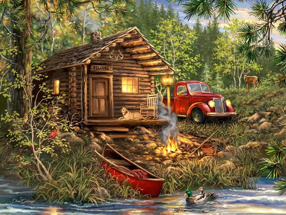Springbok 500 Piece Jigsaw Puzzle Cozy Cabin Life