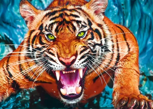 Trefl - Crazy Shapes! Facing A Tiger Jigsaw Puzzle (600 Pieces)